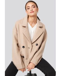 NA-KD Balloon Sleeve Short Coat - Naturel