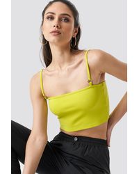 NA-KD Cropped Circle Detail Singlet - Groen