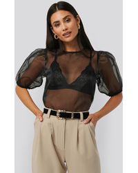 NA-KD Trend Puff Sleeve Blouse - Schwarz