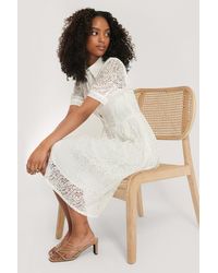 NA-KD Boho Kurzärmeliges Spitzenkleid - Mehrfarbig