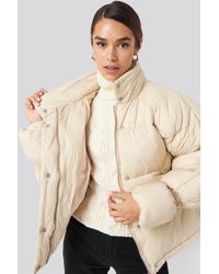 NA-KD Elastic Detail Puffer Jacket - Naturel