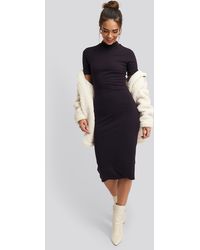 NA-KD High Neck Bodycon Midi Dress - Lila