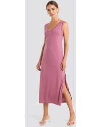 NA-KD Sleeveless Jersey Midi Dress - Pink