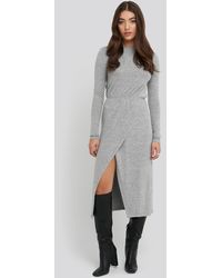 NA-KD Light Knitted Melange Dress - Grau