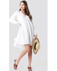 NA-KD Boho LS Pleated Midi Dress - Weiß