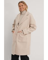 NA-KD Wool Blend Dropped Shoulder Coat - Naturel