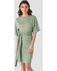 NA-KD Wrap Detail Jersey Dress - Groen