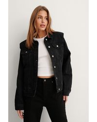 NA-KD Belted Denim Jacket Black | Lyst