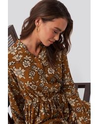 NA-KD Shirt Collar Midi Dress - Braun