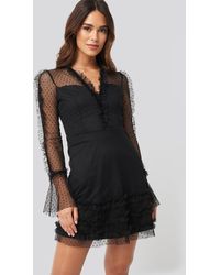 Trendyol Ruffle Detail Mini Dress - Schwarz