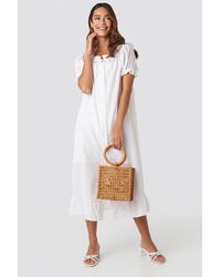 Trendyol Button Striped Detailed Midi Dress - Wit