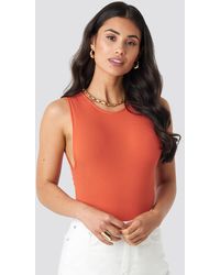 NA-KD Ribbed Deep Side Body - Oranje