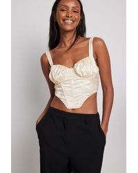 NA-KD - Beige Jacquard Satin Corset Top - Lyst