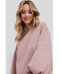 NA-KD Trend Puff Sleeve Sweatshirt Dress - Pink