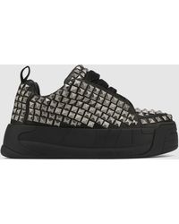 Naked Wolfe - Studded Leather Suede Platform Sneakers - Lyst