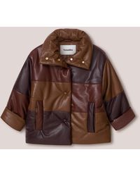 Nanushka Vegan Leather Puffer Jacket - Brown
