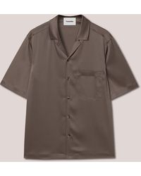 Nanushka Slip-satin Short Sleeve Shirt - Brown