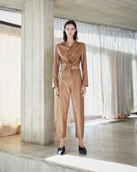 Nanushka Tie Front Jumpsuit - Brown