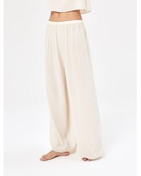 Nap Rayon Wide-leg Trousers - White