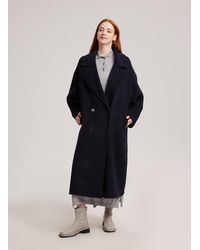 Nap Oversized Double-breasted Wool Coat - Blue