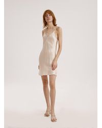 Nap Gentle V-neck Silk Mini Dress - Natural