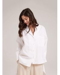 Nap Asymmetric Wide Sleeve Shirt - White