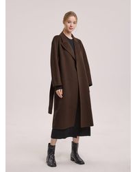 Nap Emery Draped Wool Coat - Brown
