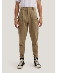 Nap Cotton Cargo Pants - Brown