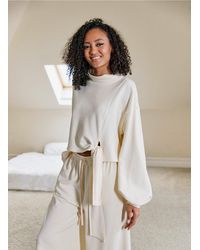 Nap Side Tie Long Sleeve Top - White