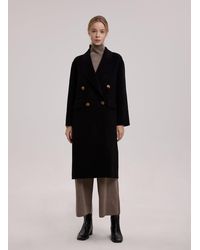 Nap Camille Long-wool-cashmere Trench Coat - Black