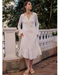 Nap Cotton Poplin Midi Dress - White