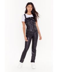 Nasty Gal "zippin' Out Faux Leather Jumpsuit" - Black