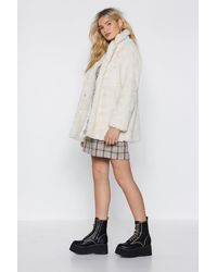 Nasty Gal "just Fur You Faux Shearling Coat" - Natural