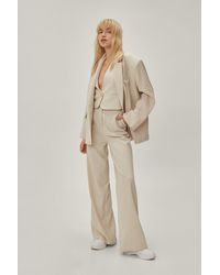Nasty Gal High Waisted Wide Leg Tailored Pants - Natural