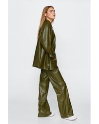 black faux leather contrast stitch trouser