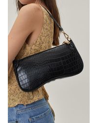 Nasty Gal - Recycled Faux Leather Croc Effect Shoulder Bag - Lyst