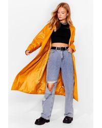 Nasty Gal Faux Leather Mind Oversized Coat - Orange