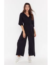 Nasty Gal Belted Wide Leg Jumpsuit - Black