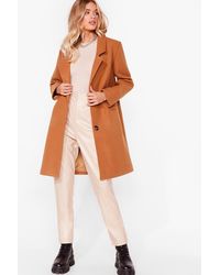 Nasty Gal Faux Wool Longline Tailored Coat - Orange