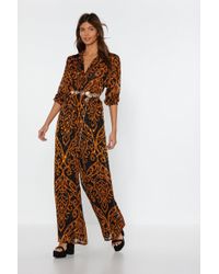 Nasty Gal "printed Wide Leg Jumpsuit" - Black
