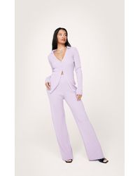Nasty Gal Button Down Top And Trousers Lounge Set - Purple