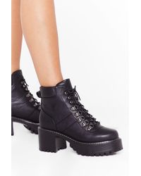 mixed check block heel cleated biker boot