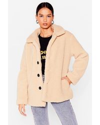 Nasty Gal Faux Shearling Relaxed Coat - Natural