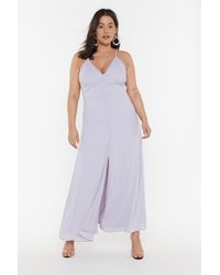 Nasty Gal "don't Take Any Slit Button-down Maxi Dress" - Blue