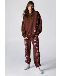 Nasty Gal Will Broome Printed Graphic Sweatpants - Red