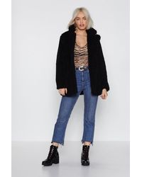 Nasty Gal Manteau En Fausse Fourrure Effet Peau De Mouton Je M'En Vais Braver Le Froid - Noir