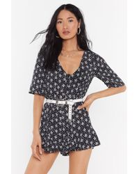 Nasty Gal "floral Button Through Romper" - Black