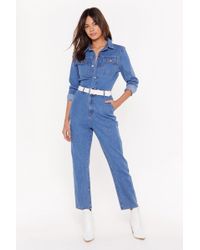 Nasty Gal You Better Work Denim Button-down Boilersuit - Blue