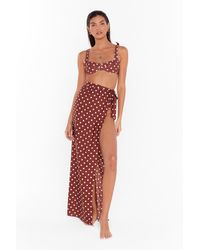 Nasty Gal "we're Dot Tide Down Cover-up Maxi Skirt" - Brown