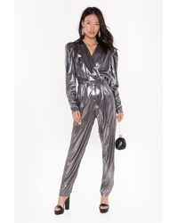Nasty Gal "another One Bites The Dust Metallic Jumpsuit"